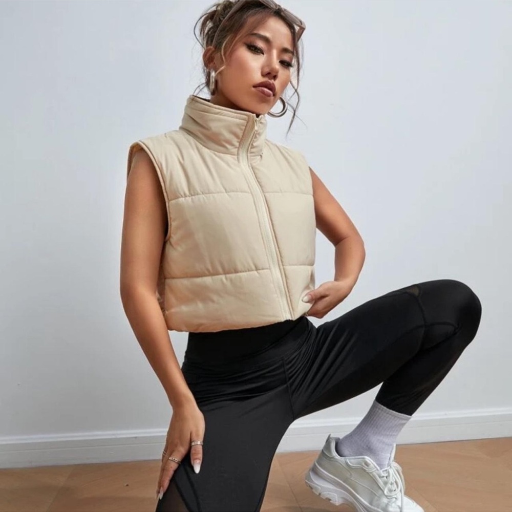 Stylish Beige Puffer Vest